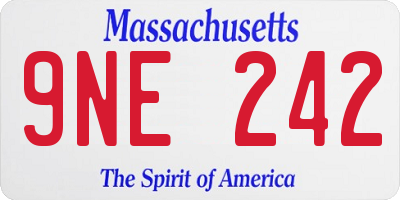 MA license plate 9NE242