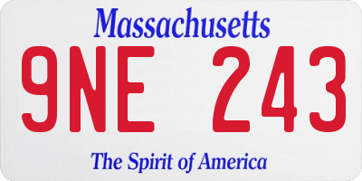 MA license plate 9NE243