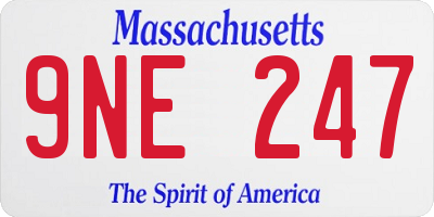 MA license plate 9NE247