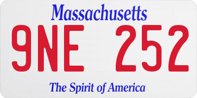 MA license plate 9NE252