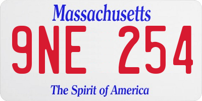 MA license plate 9NE254