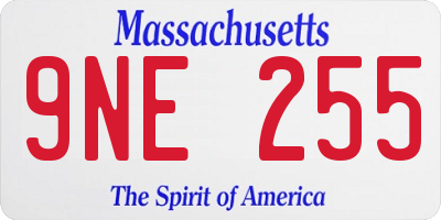 MA license plate 9NE255