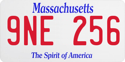 MA license plate 9NE256