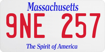 MA license plate 9NE257