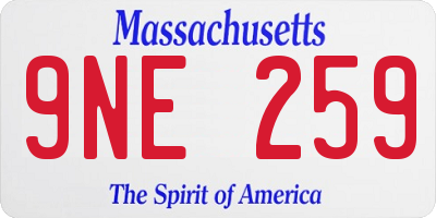 MA license plate 9NE259