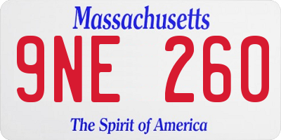 MA license plate 9NE260