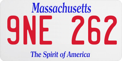 MA license plate 9NE262