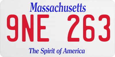 MA license plate 9NE263