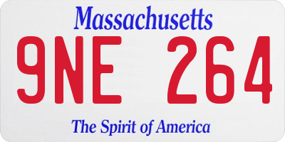 MA license plate 9NE264