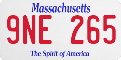 MA license plate 9NE265