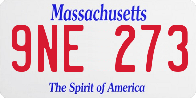 MA license plate 9NE273