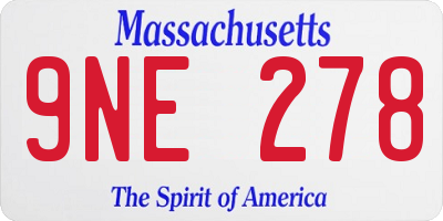 MA license plate 9NE278