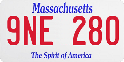 MA license plate 9NE280