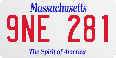MA license plate 9NE281