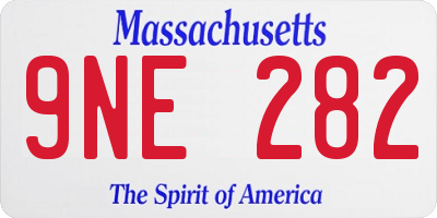 MA license plate 9NE282