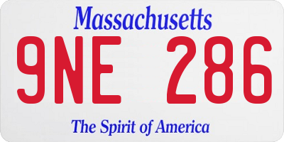 MA license plate 9NE286