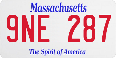 MA license plate 9NE287