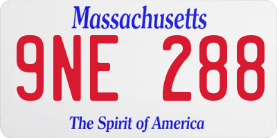 MA license plate 9NE288