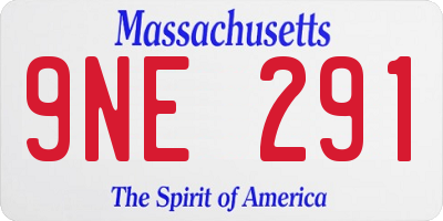 MA license plate 9NE291