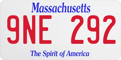 MA license plate 9NE292