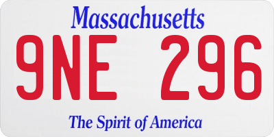 MA license plate 9NE296