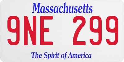 MA license plate 9NE299