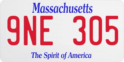 MA license plate 9NE305
