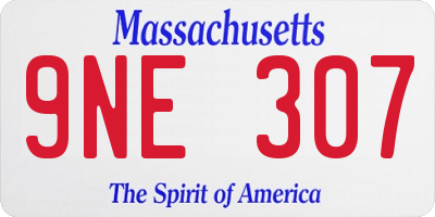 MA license plate 9NE307