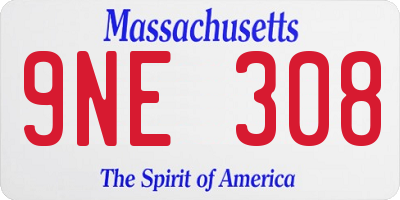 MA license plate 9NE308