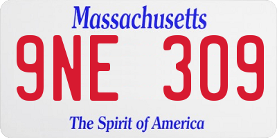 MA license plate 9NE309