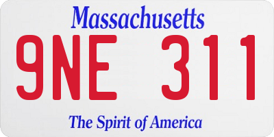 MA license plate 9NE311