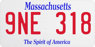 MA license plate 9NE318