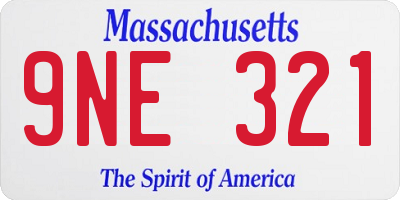 MA license plate 9NE321