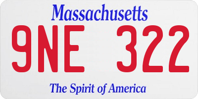 MA license plate 9NE322