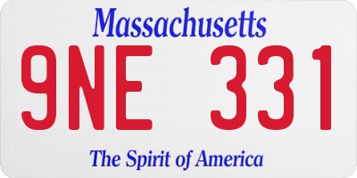 MA license plate 9NE331