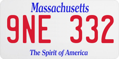 MA license plate 9NE332