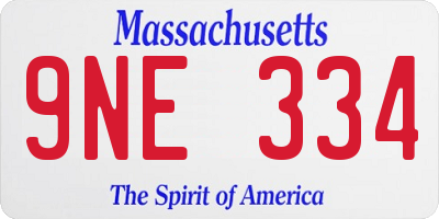 MA license plate 9NE334