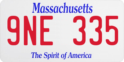 MA license plate 9NE335