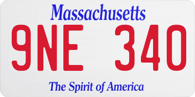 MA license plate 9NE340
