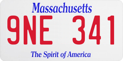 MA license plate 9NE341