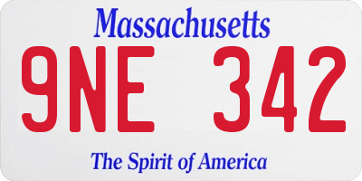 MA license plate 9NE342