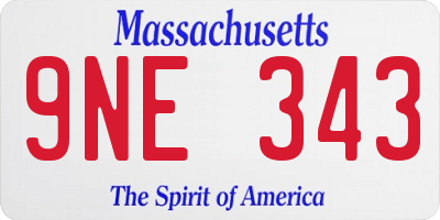 MA license plate 9NE343