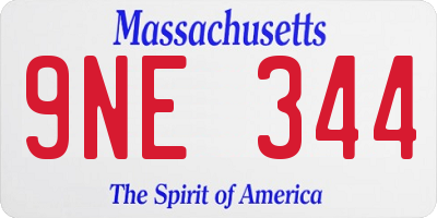 MA license plate 9NE344