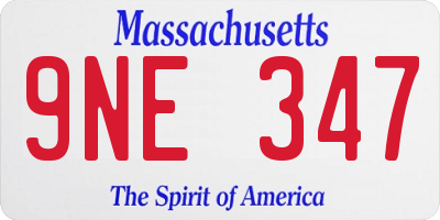MA license plate 9NE347