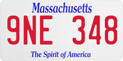 MA license plate 9NE348