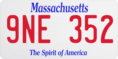 MA license plate 9NE352