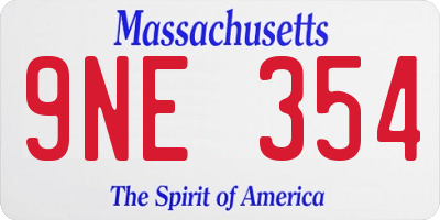 MA license plate 9NE354