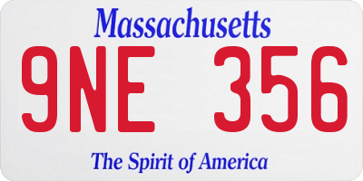 MA license plate 9NE356