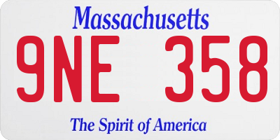 MA license plate 9NE358