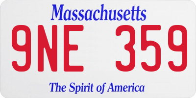 MA license plate 9NE359